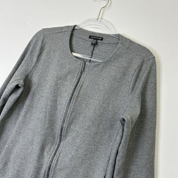 Eileen Fisher Zip Jacket Womens Size Large Gray Organic Cotton - Picture 3 of 9